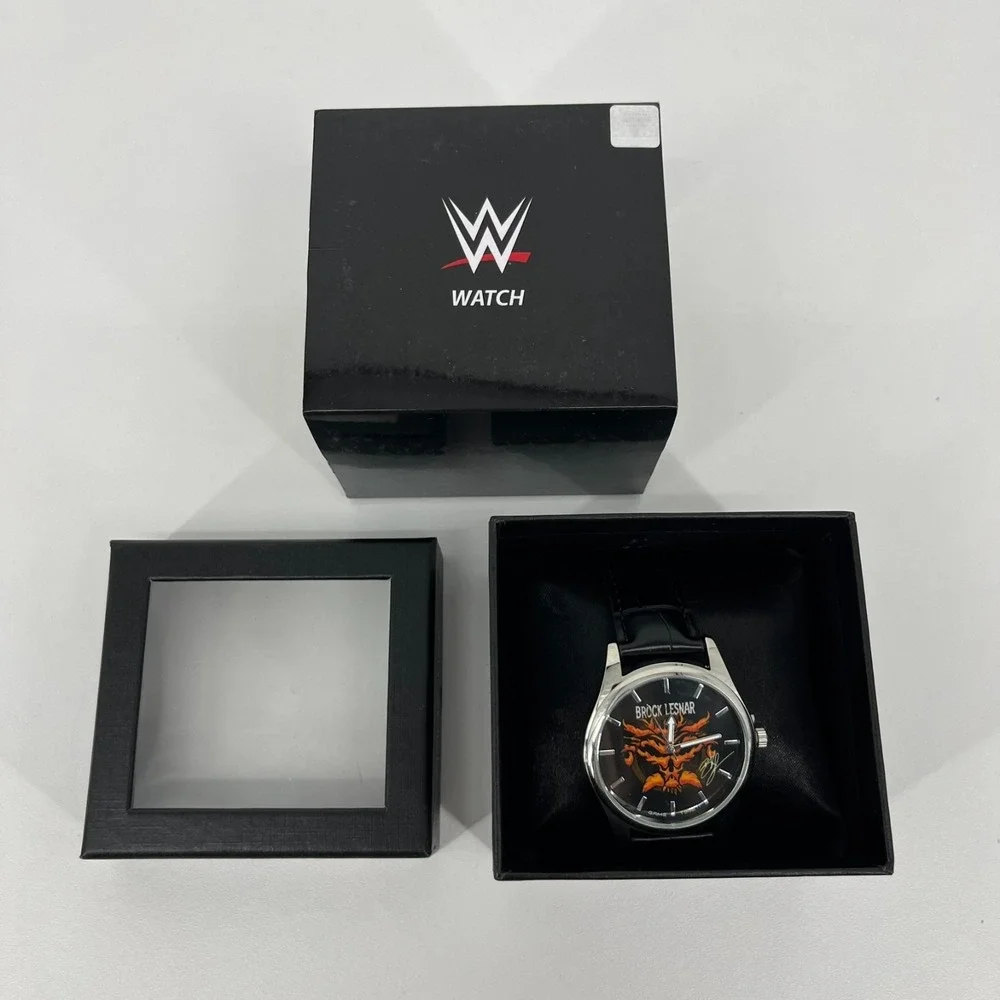 WWE Brock Lesnar Watch Men's Size Black Leather Band Game Time New